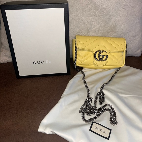 Gucci Handbags - Yellow Gucci Mini Marmont Crossbody Bag